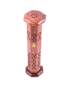 Puckator Sheesham Wood Ashcatcher Incense Tower Burner with Buddha Inlay